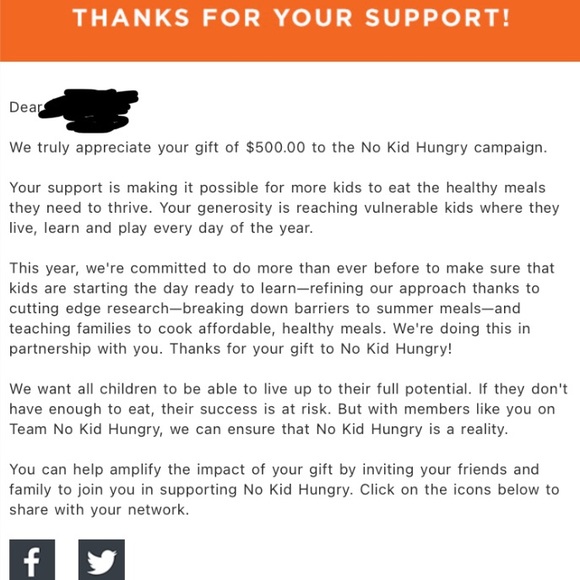 $500 Donation to No Kid Hungry - Picture 2 of 2